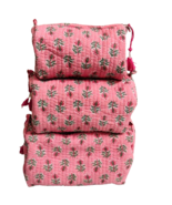 Cotton Quilted Block Printed Makeup Bag Handmade Pouch Bag Toiletry Bag ... - $15.19 CAD+
