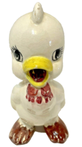 Vintage Handpainted Baby Chick Ceramic Figurine 5 Inches Red White Yellow - £8.22 GBP