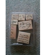Vintage Stampin Up 2004 Welcome Little One 7 Stamp Set in Plastic Case Nice - $29.00