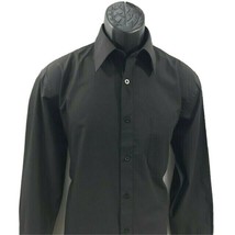 Daniel Ellissa Men&#39;s Dress Shirt Black Convertible Cuffs Pocket Size 15.... - $12.99