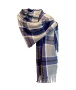 Pretty Persuasions Blue Grey Buffalo Plaid Blanket Scarf NWT - £25.84 GBP