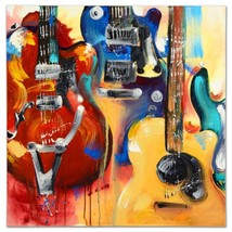 KAT-&quot;Wall of Guitars&quot;-Gall Wrapped Original Acrylic Painting/Canvas/COA/30&quot;x 30&quot; - £749.07 GBP