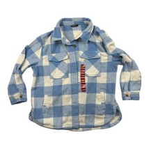 Member&#39;s Mark Women&#39;s Relaxed Fit Button Front Plaid Shacket Baby Blue W... - $17.73