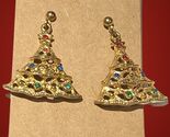 christmas tree Gold Tone  dangle esrrings - $12.08