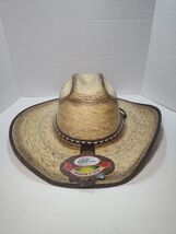 Handcrafted Mexican Palm Straw Cowboy Hat Burnt Cattleman Leather Band S... - $28.70