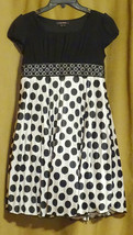 My Michelle White Black Polka Dot Tulle Skirt Short Sleeve Dress Tie Jewels 14 - £7.82 GBP
