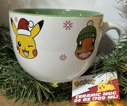 Pokémon Christmas Ceramic 24oz Mug Pikachu Charmander Bulbasaur Squirtle NWT - £12.32 GBP