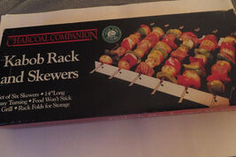 Charcoal Companion Kabob Rack w/ 6 Skewers 14" Stainless Steel BBQ Grill... - $14.82