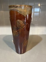 Big Sky Carvers Pinecone Glazed 13&quot; Vase Red/Taupe NEW - £38.45 GBP