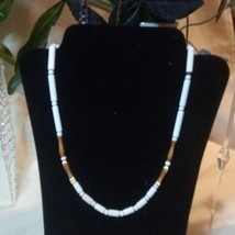 1960&#39;s Monet White Gold Beaded Adjustable Necklace 18&quot; - £7.86 GBP