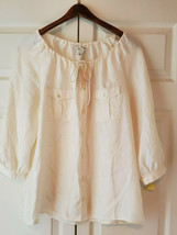 Banana Republic Women&#39;s 100% Silk Beige Long Sleeve Size Large Blouse (NEW) - £31.25 GBP