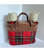 1964 Vintage Red Plaid Thermos Lunch Picnic Set Camper RV Retro Kitchen - £56.67 GBP