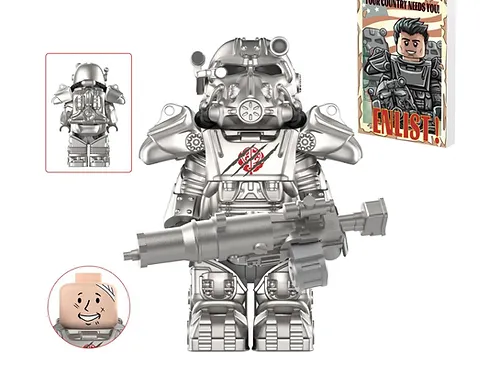 Power Armor Green Silver Damaged Fallout Video Game TV Show Minifigure - $9.56 CAD
