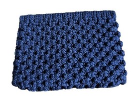 Vintage Crochet Clutch Handbag Evening Bag Blue Hexagonal Hinge Floral I... - $27.71