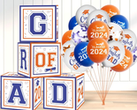 2024 Graduation Decorations,Congrats Grad Balloon Boxes Set Blue and Ora... - $34.15