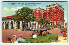 Post Office Princess Martha Hotel St Petersburg Florida Postcard Linen O... - £10.06 GBP
