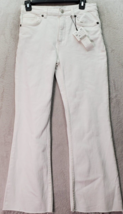 Zara Cropped Flare Jeans Women&#39;s Size 4 White Cotton Mid Rise Pockets Flat Front - £24.00 GBP