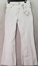 Zara Cropped Flare Jeans Women&#39;s Size 4 White Cotton Mid Rise Pockets Fl... - £23.87 GBP