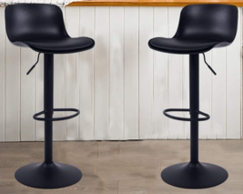 Bar Stools Set of 2 Modern Black PU Counter Height Barstool, High Padded Swivel - £132.06 GBP