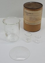 4pc VTG Pyrex Kimax Glass Beaker Mixed Lot 1000 400ml 20ml 10ml USA Scie... - $24.18
