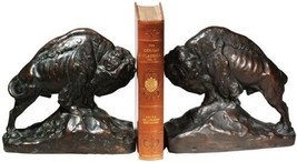 Bookends Bookend AMERICAN WEST Lodge Full Bodied Buffalo King of the Pra... - £258.17 GBP