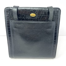 Vintage Bally Handbag Tote Bag Black Pebbled Leather Croc Embossed Purse... - $98.95