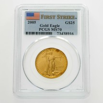 2005 G$25 1/2 Oz. Gold American Eagle Graded by PCGS as MS-70 First Strike - £1,287.43 GBP