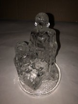 Nativity Scene Heavy Glass Candle Holder, Merry And Joseph With Baby Jesus. - $12.62
