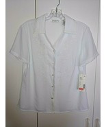 COVINGTON LADIES SS WHITE BUTTON DRESSY BLOUSE-S-POLYESTER-NWT-$30 ORIGI... - €7,40 EUR