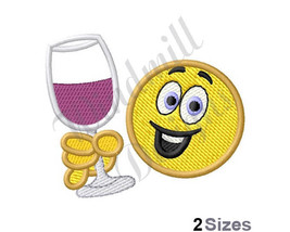 Wine Drinker Emoji - Machine Embroidery Design - £2.80 GBP