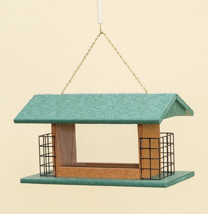 LARGE 2 SUET CAKE & SEED FEEDER - Hanging 100% Recycled Weatherproof Poly USA - £94.91 GBP