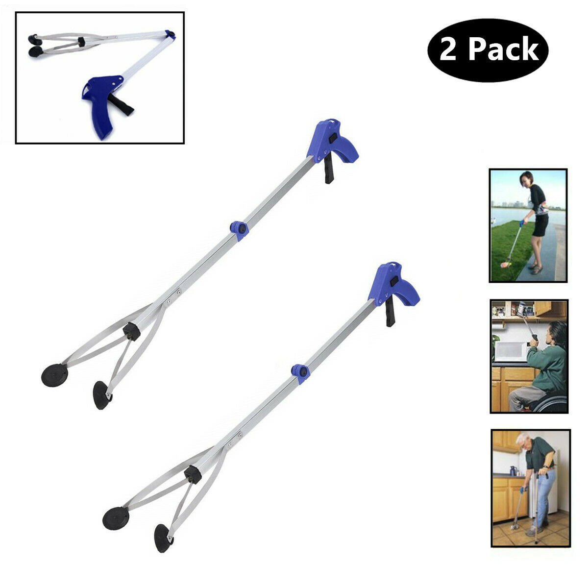 2xFoldable Pick Up Tool Grabber Reacher Stick Grab Extend Reach 32&quot; inch - $16.82