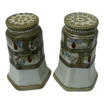 Nippon Porcelain Salt &amp; Pepper Shakers Moriage Hand Crafted Red/Brown/Gr... - £24.90 GBP