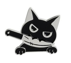 Black Cat Pin Badge Brooch Psycho Enamel Lapel Pins Knife Cat Cottage Core Uk - £3.50 GBP