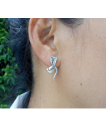 925 Silver Cobra Ear Jackets Earrings, Unisex Snake Earrings, Halloween ... - £25.57 GBP