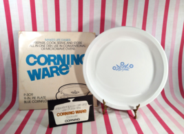 FaB 1960's Corning Ware Blue Cornflower Pie Plate P-309 for Range with Org Box! - $29.70