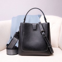 Women&#39;s Shoulder Bag Classic Genuine Leather Bucket Bag Lychee Pattern Crossbody - £78.64 GBP