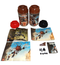 Two LEGO Bionicle 8568 EMPTY Canisters &amp; Extra Lids &amp; Booklets &amp; Bionicle Pieces - £15.04 GBP