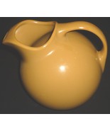 VINTAGE HALL LIGHT BROWN CREAM CERAMIC POTTERY WATER PITCHER W/ICE CATCHER - £29.77 GBP