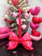 Valentines Red Coquette Cherries Resin Bow Candlestick Candle Holder Decor - $26.72