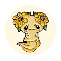 Summer Salamander Enamel Pin: Yellow Flowers - £10.15 GBP