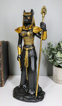 Egyptian Goddess Bastet Cat Statue 11&quot;H Ubasti Goddess Of Protection Hea... - $769.42 MXN