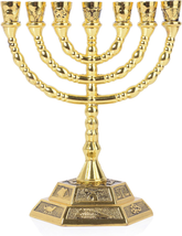 12 Tribes of Israel Menorah, Jerusalem Temple 7 Branch Jewish Candle Holder (5 I - £15.63 GBP