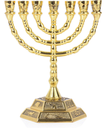 12 Tribes of Israel Menorah, Jerusalem Temple 7 Branch Jewish Candle Hol... - £15.45 GBP