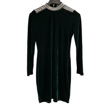 Elie by Elie Tahari Dress Womens M Green Crushed Velvet Jeweled Neckline... - £35.49 GBP