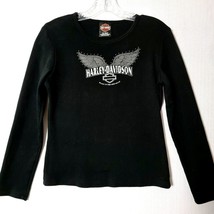 Harley Davidson Womens T Shirt Size Large Long Sleeve Black Denver CO. - $16.49