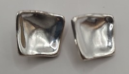 Silver Toned Square Vintage Clip On Earrings - £4.00 GBP