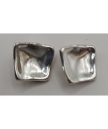 Silver Toned Square Vintage Clip On Earrings - £3.99 GBP