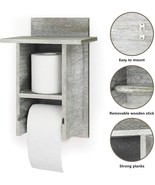 Wood Toilet Paper Holder With Storage Shelf Wall Mount Double Roll Dispe... - £33.80 GBP