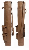 NEW REAL LEATHER GOLF BAG CLUB &amp; BALL BAG TWO POCKETS, HAND MADE. - £96.94 GBP